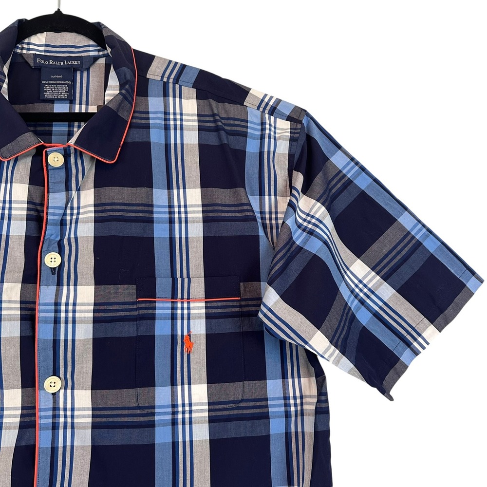 Polo Ralph Lauren Mens Pajama Shirt XL Plaid Cotton Sleepwear Deadstock NWT - Picture 5 of 10
